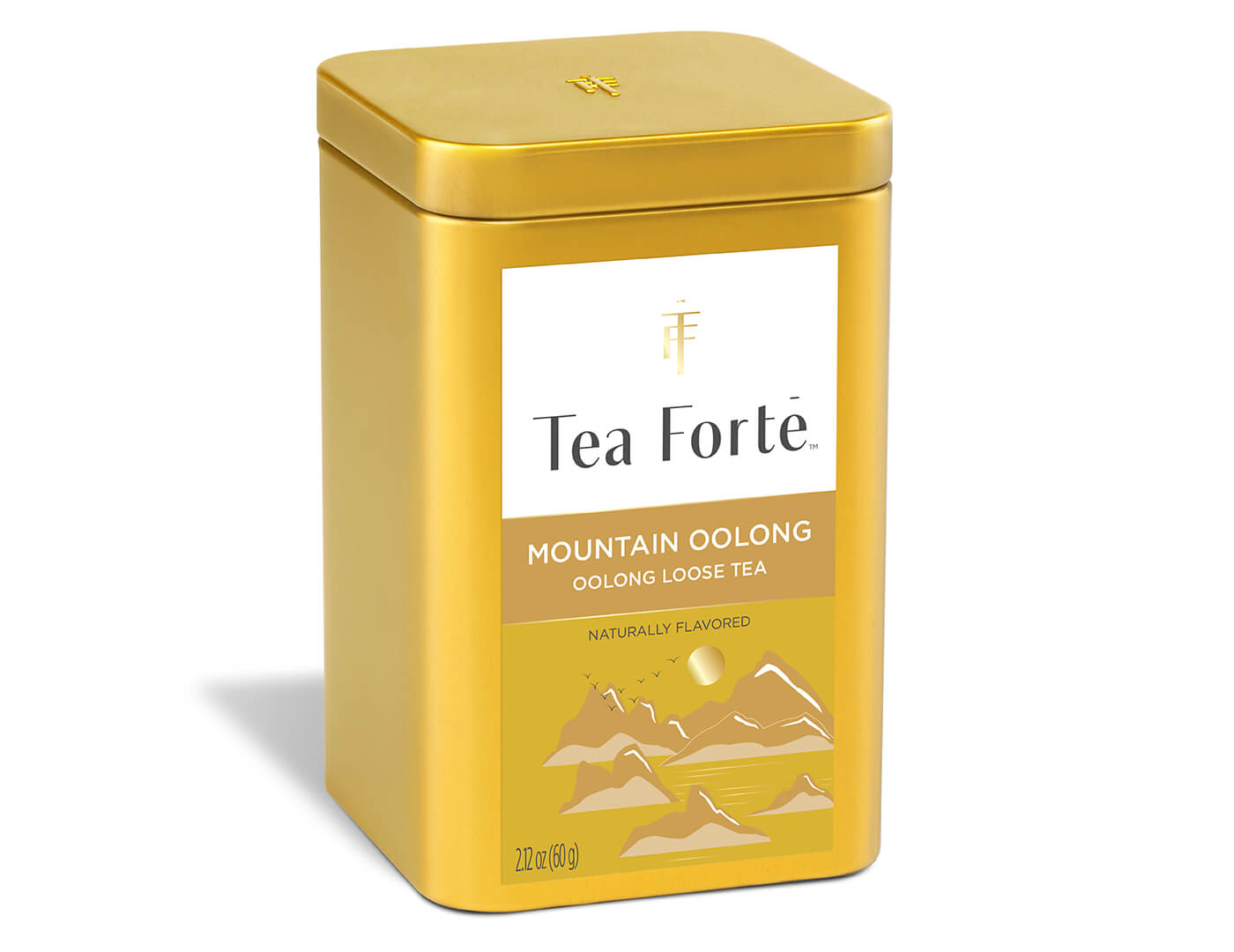 Mountain Oolong tea in a canister of loose tea - side view