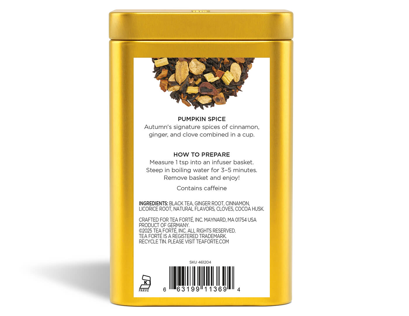 Pumpkin Spice Loose Tea Canister - back view