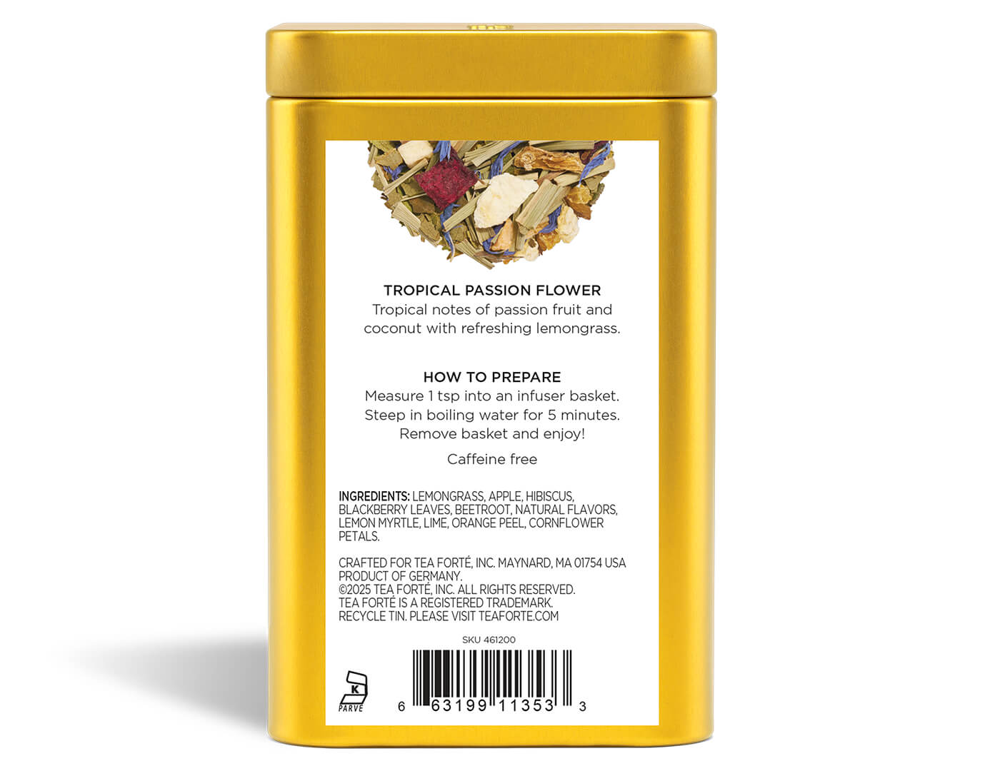 Tropical Passion Flower Loose Leaf Tea Canister - back view