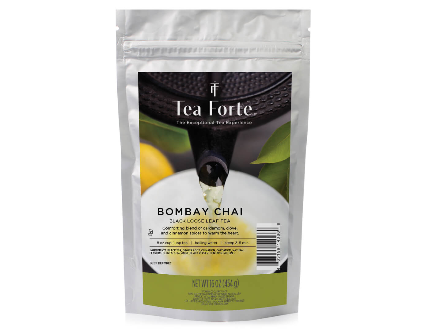 Bombay Chai tea in a one pound pouch of loose tea